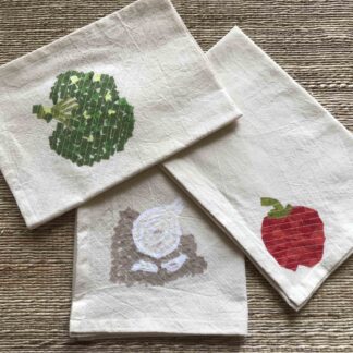 Garlic, Broccoli, Red Pepper Kitchen Towels Set of 3